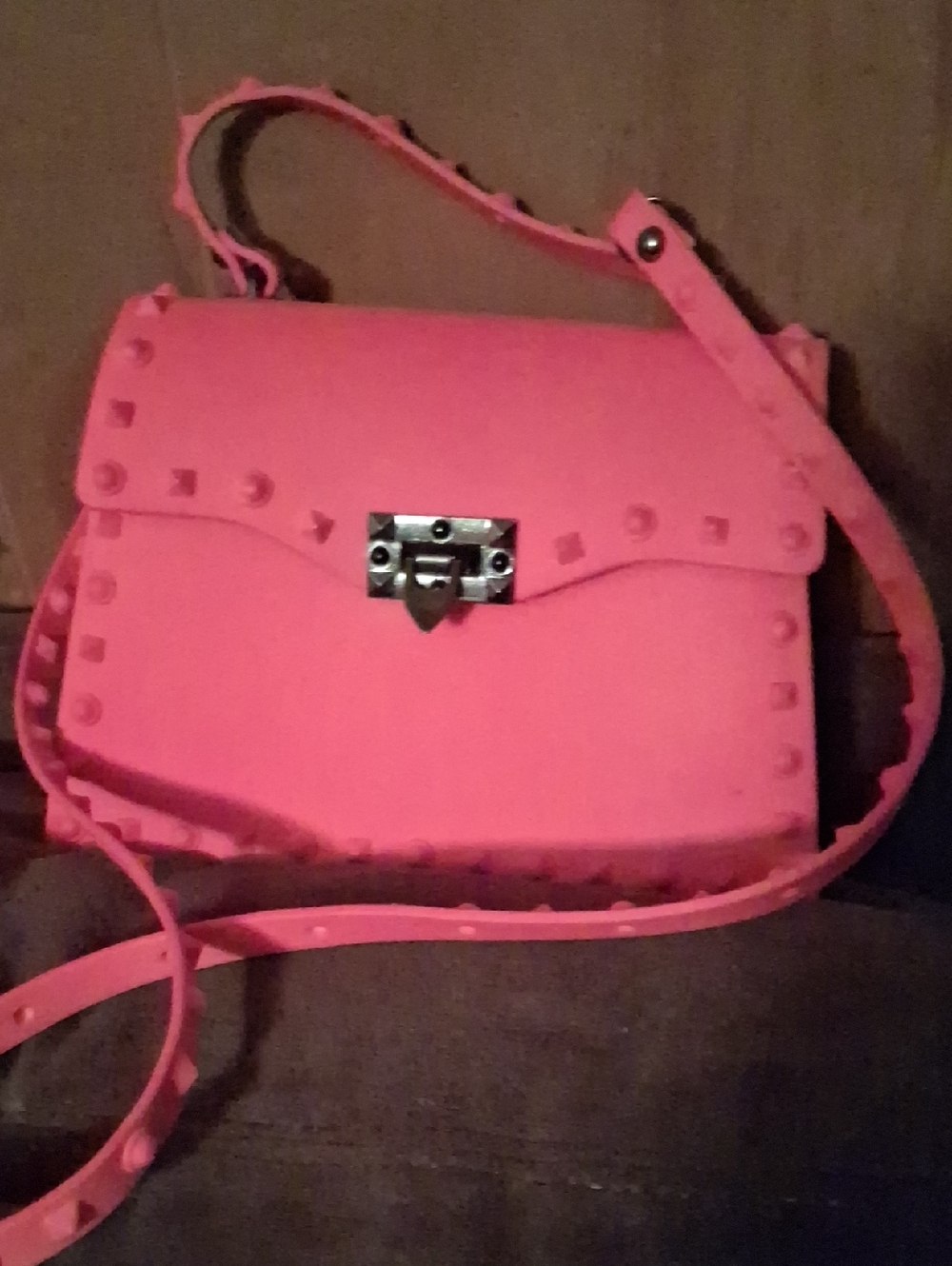 Stylish Red Studded Crossbody Bag